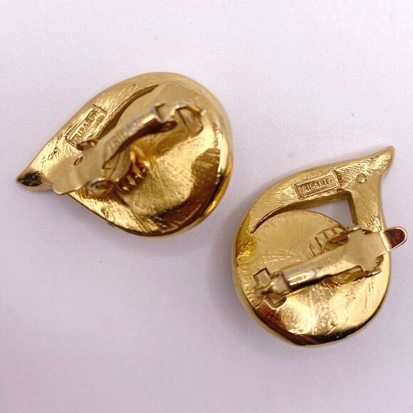 Trifari Clip On Earrings Faux Pearl Gold Tone - Picture 7 of 7